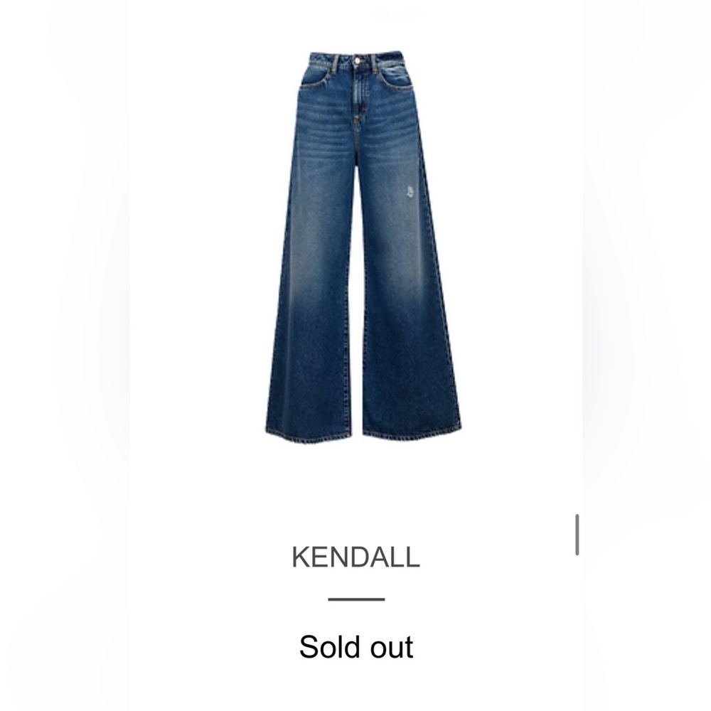 ICON Kendall Wide-Leg Flared Jeans - Dark Blue Denim